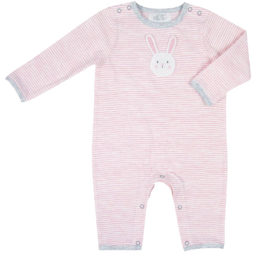 Anthropologie Albetta Crochet Bunnygro Romper, Easter Bunny Rabbit Pink Onesie